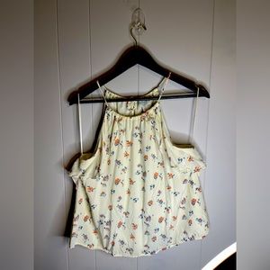 Peach Flower Print Tank Top